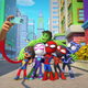 Ms. Marvel, the Hulk, Spider-Gwen, Spider-Man, Miles Morales, and Black Panther pose for a super-selfie in Spidey and His Amazing Friends.